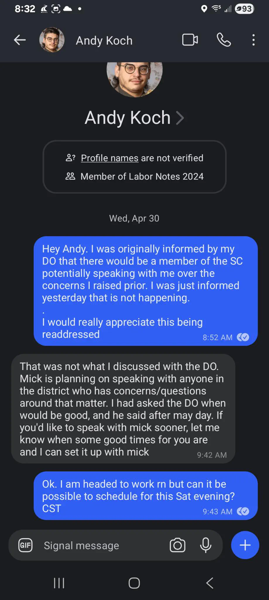 Screenshot of meeting request